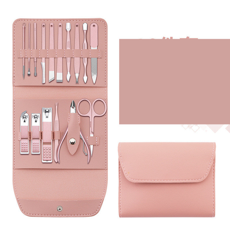 16-Pcs Nail Clipper & Manicure Set with PU Bag