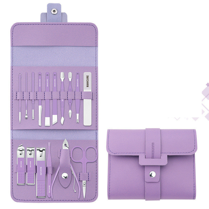 16-Pcs Nail Clipper & Manicure Set with PU Bag